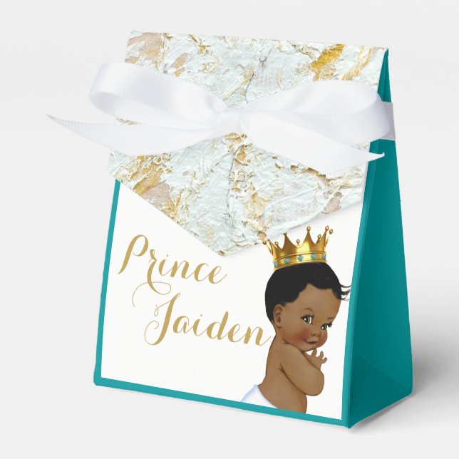 Royal African Prince Teal |FANCY Baby Shower Favour Box (Front Side)