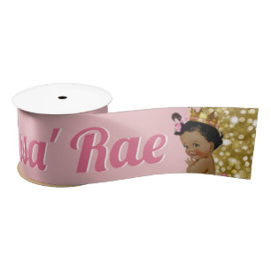 Royal African Princess Pink & Gold Glitter Satin Ribbon