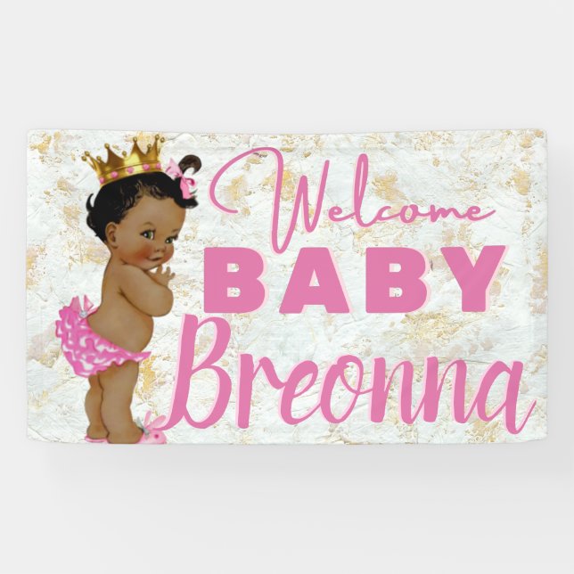 Royal African Princess Pink|Gold Marble Fancy Banner (Horizontal)