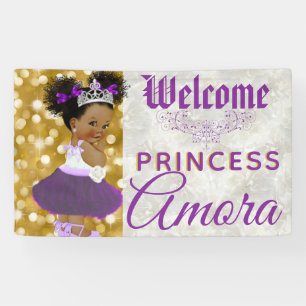 Royal African Princess Purple Silver Glitter Fancy Banner