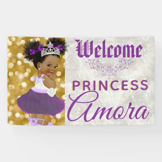 Royal African Princess Purple|Silver Glitter Fancy Banner (Horizontal)
