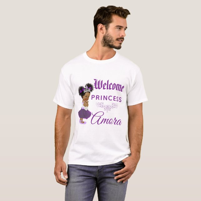 Royal African Princess Purple |White Baby Shower T-Shirt (Front Full)