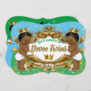 Royal African Twin {BOYS} Blue and Green Invitation