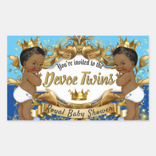 Royal African Twin BOYS  Blue & Gold Sparkles Rectangular Sticker