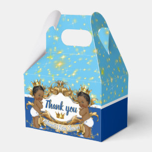 Royal African Twin Princes Blue & Gold Sparkles Favour Box