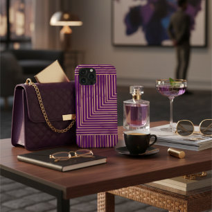 Royal Amethyst Purple and Gold Art Deco Geometric