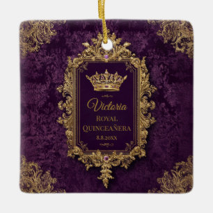 Royal Amethyst Quinceañera, custom Ceramic Ornament
