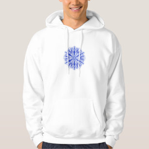 Royal and Mid Blue Winter Snowflake Fractal Hoodie