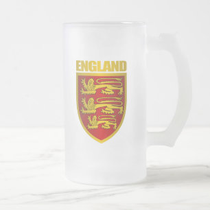 Royal Arms of England Frosted Glass Beer Mug