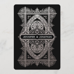Royal Art Deco Wedding Invitations - Silver Foil