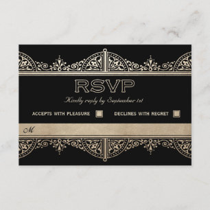 Royal Art Deco Wedding RSVP Cards - Gold Foil