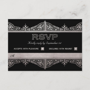 Royal Art Deco Wedding RSVP Cards - Silver Foil