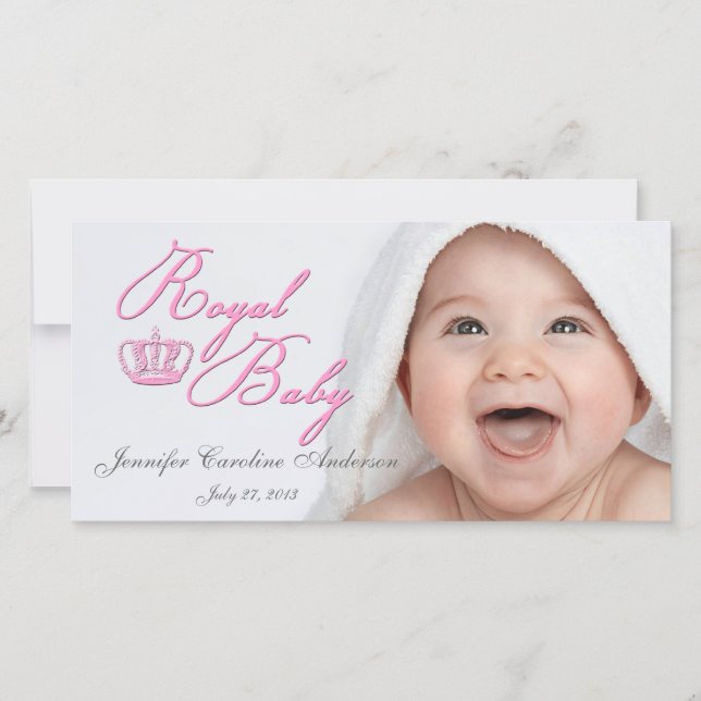 Royal Baby Pink With Crown Announcement (Front)