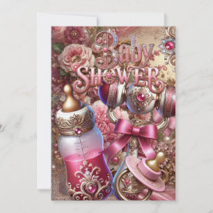 Royal Baby Shower Invitation Vintage Floral Jewel