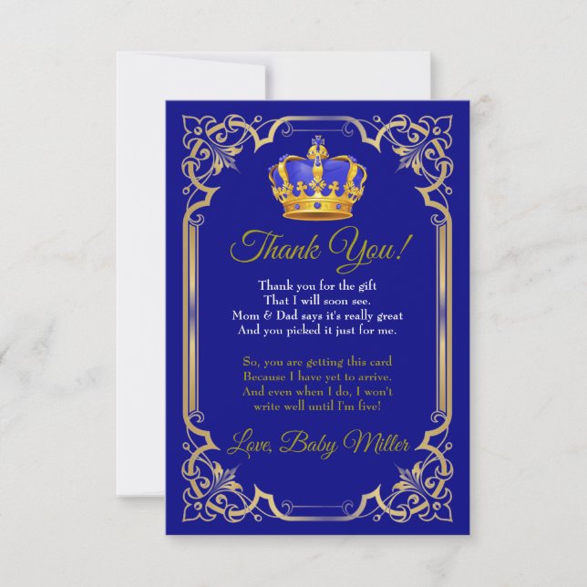 Royal Baby Shower Thank You Card (Front)
