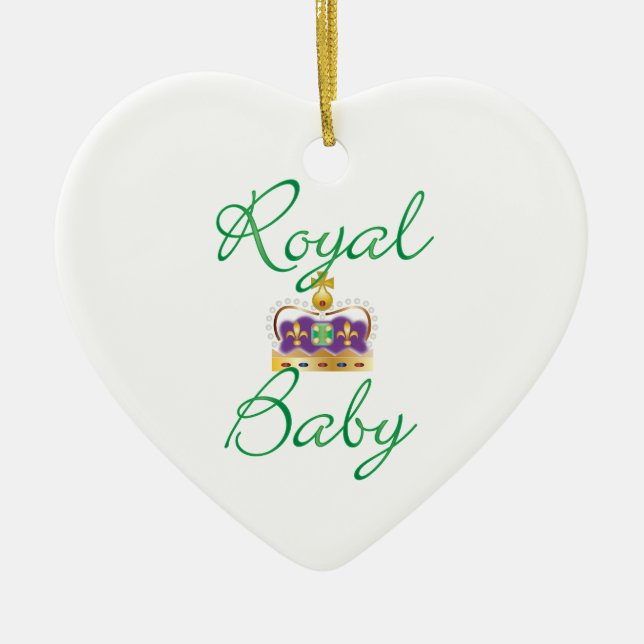 Royal Baby with Purple and Gold Crown Ceramic Tree Decoration (Front)