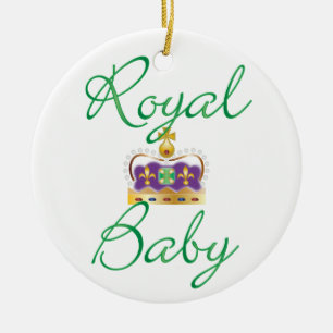 Royal Baby with Purple and Gold Crown Ceramic Tree Decoration
