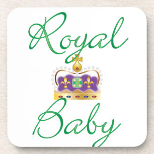 Royal Baby with Purple and Gold Crown Coaster