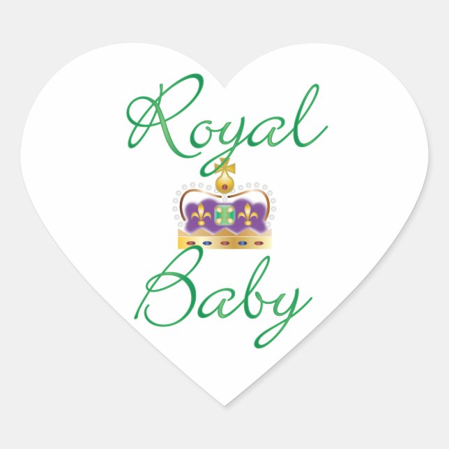 Royal Baby with Purple and Gold Crown Heart Sticker (Front)