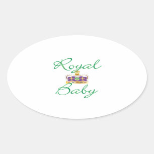 Royal Baby with Purple and Gold Crown Oval Sticker