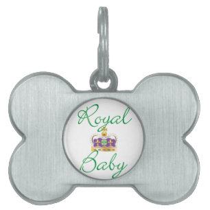 Royal Baby with Purple and Gold Crown Pet Name Tag