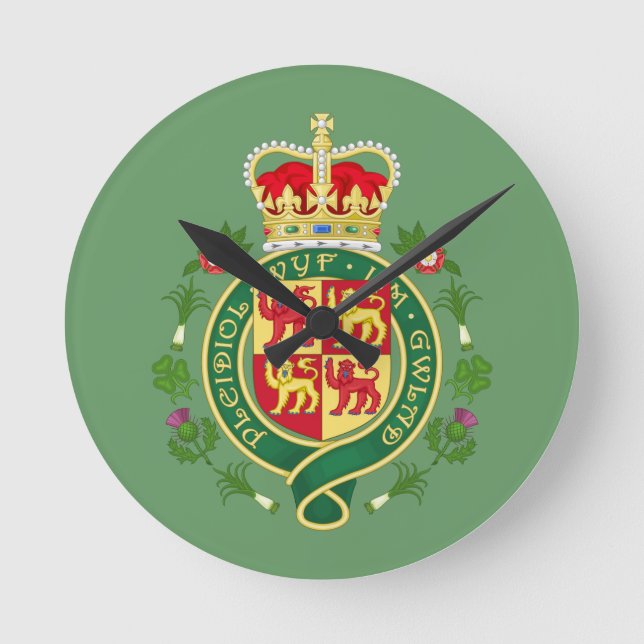 Royal Badge of Wales Round Clock (Front)