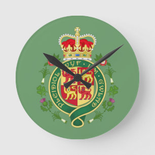 Royal Badge of Wales Round Clock