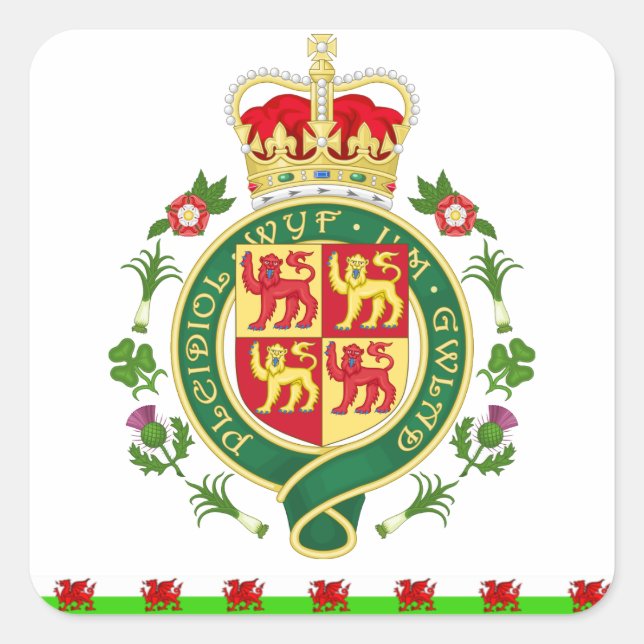 Royal Badge of Wales Square Sticker (Front)