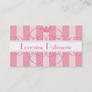 Royal Bakery Pink Calligraphy Crown Business Cards