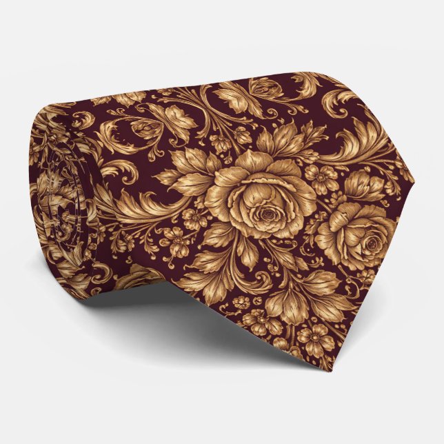 Royal Baroque Floral Elegance Tie (Rolled)