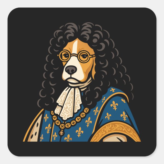 Royal Beagle Dog His Majesty Fluffness Square Sticker (Front)