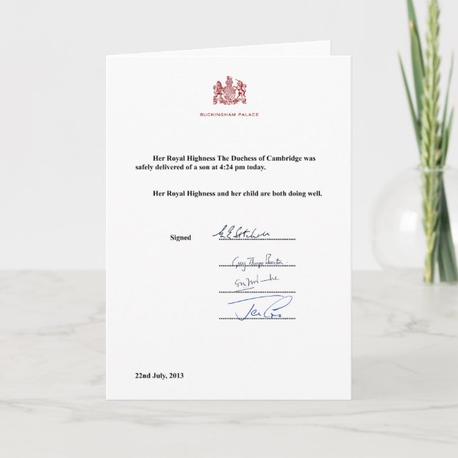 Royal Birth Announcement (Front)