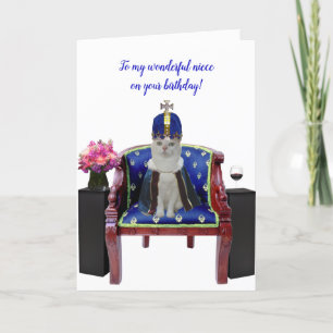 Royal Birthday Cat-Female Birthday Card