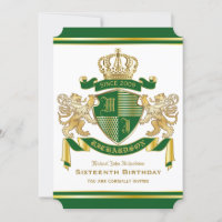 Royal Birthday Coat of Arms Green Gold Lion Emblem