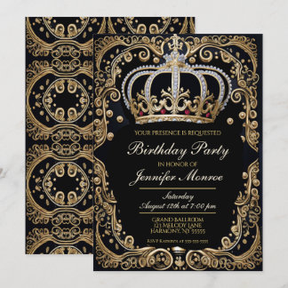 Royal Birthday Party Crown Ornate Invitation