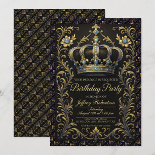 Royal Birthday Party Crown Ornate Invitation