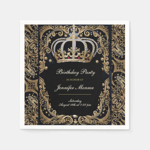 Royal Birthday Party Crown Ornate Invitation Napkin