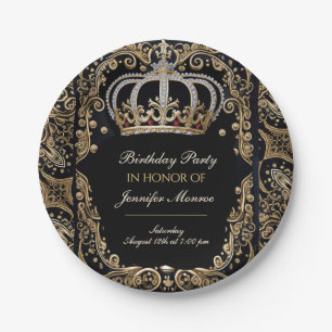 Royal Birthday Party Crown Ornate Invitation Paper Plate