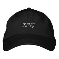 Royal Black Adjustable Cap Featuring Bold "King" 