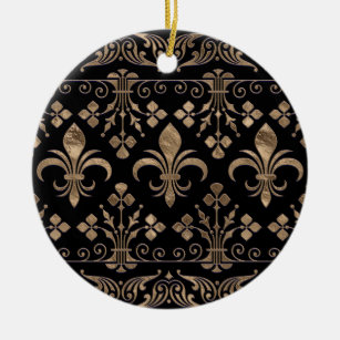 Royal black and gold Fleur-de-lis ornament