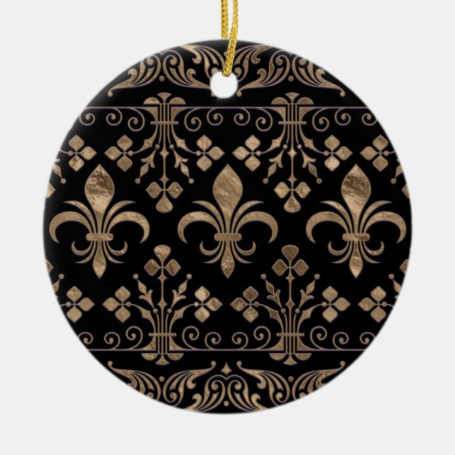Royal black and gold Fleur-de-lis ornament (Front)