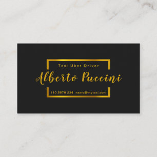 Royal Black Gold Minimalist Radiant Taxi Service Business Card