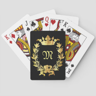 Royal black gold monogram playing cards