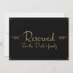 Royal black gold Reserved Wedding Sign Card