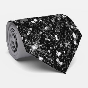 Royal Black & Grey Glitter Necktie