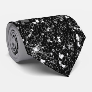 Royal Black & Grey Glitter Necktie