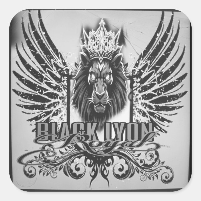 Royal black Lyon Square Sticker (Front)