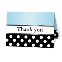 Royal Black Polka Dot Blue Thank You Cards