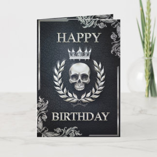 Royal Black & Silver King of the Dead Birthday Card