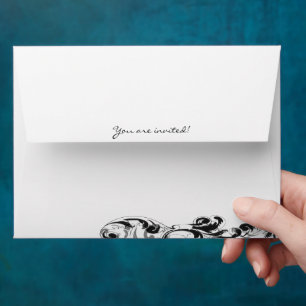 Royal Black Swirls Wedding Envelopes
